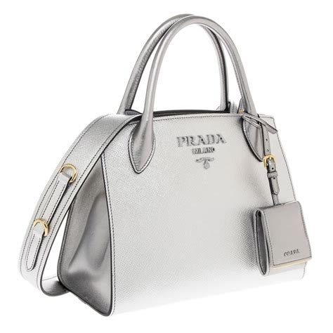 prada tote silver